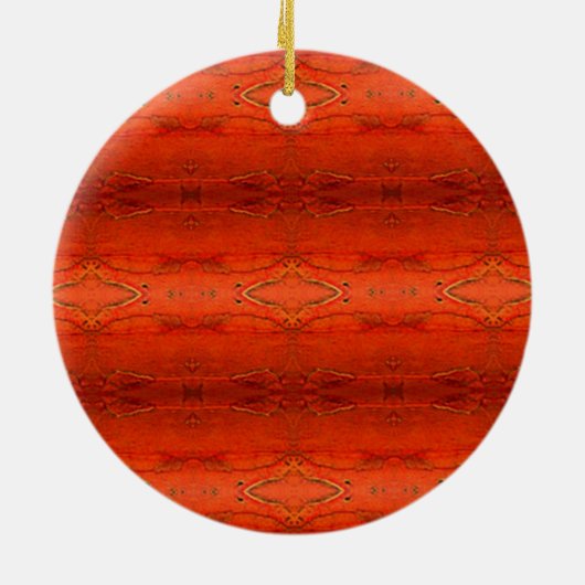 Oranje Aztekenpatroon Keramisch Ornament (Achterkant)