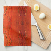 Oranje Aztekenpatroon Theedoek (Quarter Fold)
