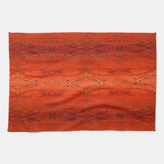Oranje Aztekenpatroon Theedoek (Horizontaal)
