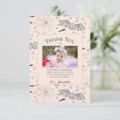 Oranje Baby Bat Halloween bedankkaart (Staand voorkant)