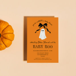 Oranje Baby Boo Ghost Halloween Baby shower Kaart