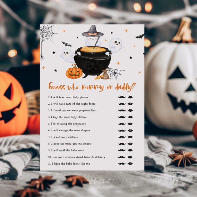 Oranje Baby Brouwen Raad wie mama of papa Spel (Baby is Brewing Baby Shower Guess who Mommy or Daddy Game
)