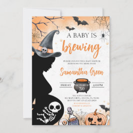 Oranje Baby brouwt Halloween Baby shower Kaart