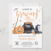 Oranje Baby brouwt Schattige Halloween Baby shower Kaart (Voorkant)