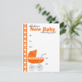 oranje Baby Buggy Kaart (Staand voorkant)