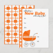 oranje Baby Buggy Kaart (Voorkant / Achterkant)