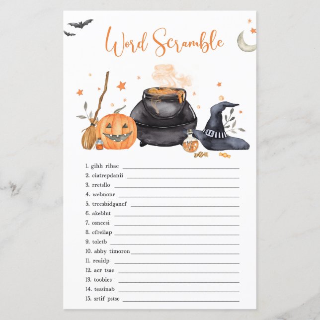 Oranje Baby is het brouwen van Word Scramble Game (Voorkant)