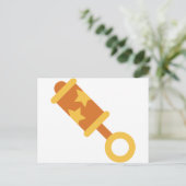 oranje baby ratel briefkaart (Staand voorkant)