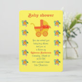 Oranje baby, Roze, paarse gezaaide bloemen Kaart (Staand voorkant)