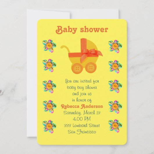 Oranje baby, Roze, paarse gezaaide bloemen Kaart (Voorkant)