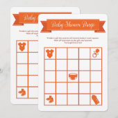 Oranje Baby shower Bingo Game Double Sided Kaart (Voorkant / Achterkant)