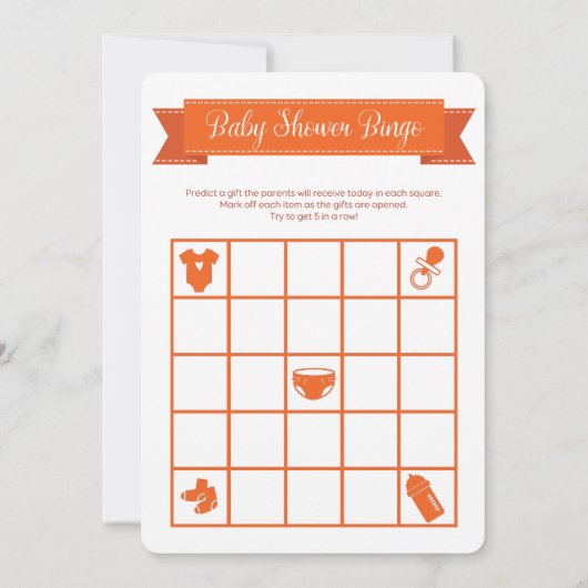 Oranje Baby shower Bingo Game Double Sided Kaart (Achterkant)