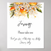 Oranje Baby shower Citrus Favorieten Poster (Voorkant)