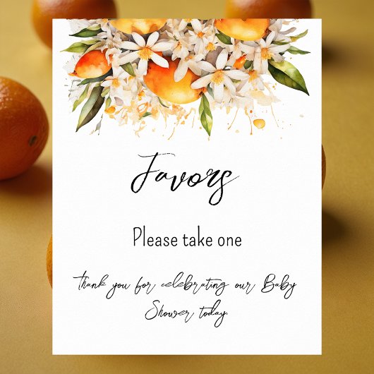 Oranje Baby shower Citrus Favorieten Poster