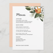 Oranje Baby shower Citrus Table Menu Kaarten (Voorkant / Achterkant)