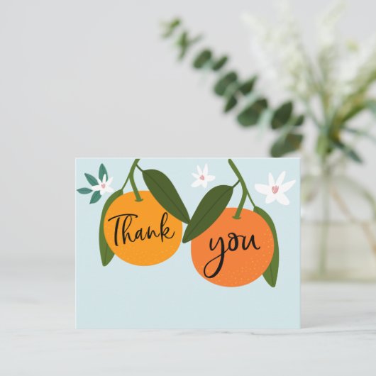 Oranje Baby shower dank u Briefkaart (Staand voorkant)