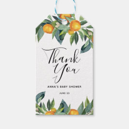 Oranje Baby shower Dank u Favor Tag Cadeaulabel
