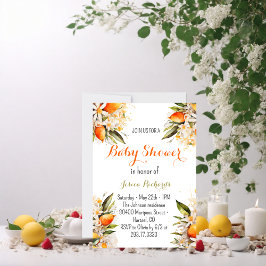 Oranje Baby shower Geslachtsneutrale Citrus Kaart