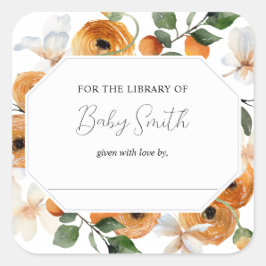 Oranje Baby shower keukenbord Vierkante Sticker