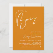 Oranje Baby shower minimalistische uitnodiging (Voorkant)