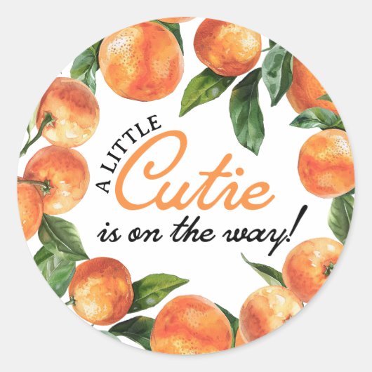 Oranje Baby shower Ronde Sticker (Voorkant)