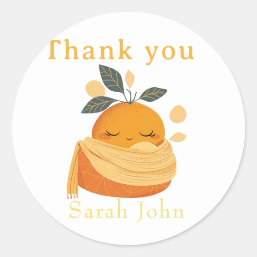 oranje Baby shower Ronde Sticker (Voorkant)