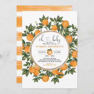 Oranje Baby shower Summer Citrus Boho Greenery Kaart