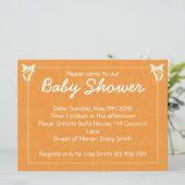 Oranje Baby shower uitnodiging (Staand voorkant)