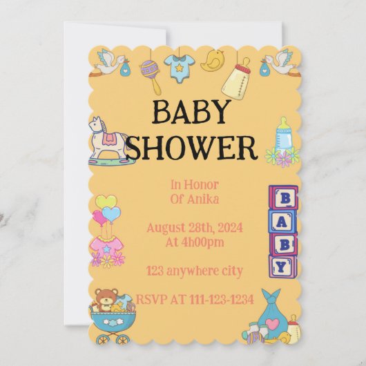ORANJE BABY SHOWER UITNODIGING (Voorkant)