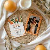 Oranje Baby shower Uitnodiging met Foto