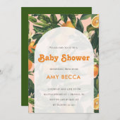 Oranje Baby shower uitnodiging Neutrale Waterverf (Voorkant / Achterkant)