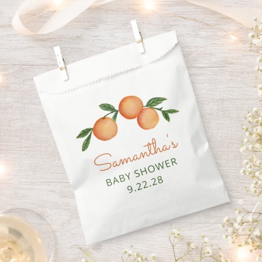 Oranje Baby shower van kleine cutie Citrus Bedankzakje (Geknipt)