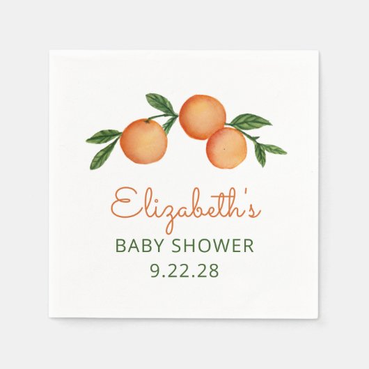 Oranje Baby shower van kleine cutie Citrus Servet (Voorkant)