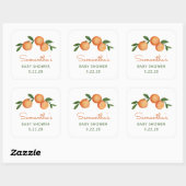 Oranje Baby shower van kleine cutie Citrus Vierkante Sticker (Vel)