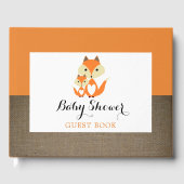 Oranje Baby shower voor Fox Burlap Gastenboek (Voorkant)