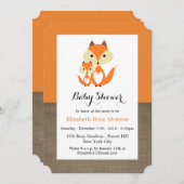 Oranje Baby shower voor Fox Burlap Kaart (Voorkant / Achterkant)