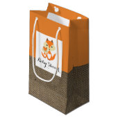 Oranje Baby shower voor Fox Burlap Klein Cadeauzakje (Voorkant Gekanteld)