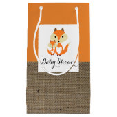 Oranje Baby shower voor Fox Burlap Klein Cadeauzakje (Voorkant)