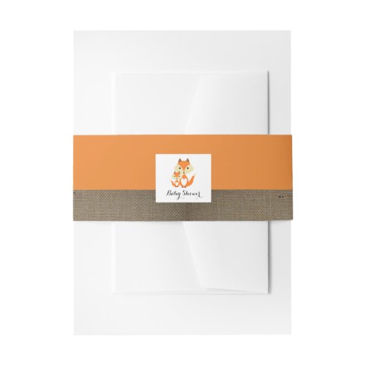 Oranje Baby shower voor Fox Burlap Uitnodigingen Wikkel (Voorkant Voorbeeld)
