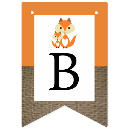Oranje Baby shower voor Fox Burlap Vlaggetjes (Derde vlag)