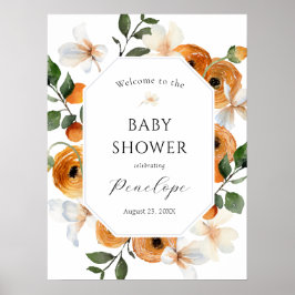 Oranje Baby shower Welkomstteken Cutie Poster