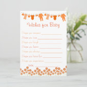 Oranje Baby shower wensen voor Baby spel Kaart (Staand voorkant)