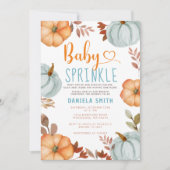 Oranje Baby Sprinkle Blue Pumpkin Herfst Baby show Kaart (Voorkant)