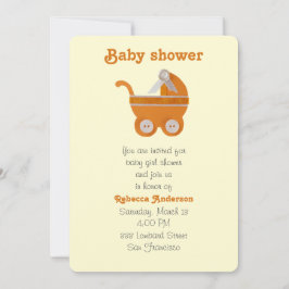 Oranje baby, witte knop voor baby shower kaart