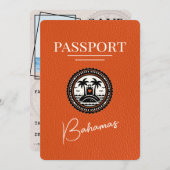 Oranje Bahamas Paspoort Bewaar de datum Save The Date (Voorkant / Achterkant)