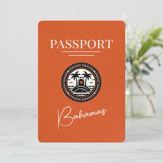 Oranje Bahamas Paspoort Bewaar de datum Save The Date (Staand voorkant)