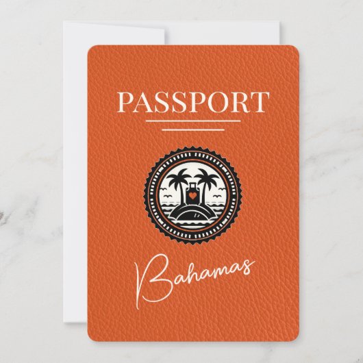 Oranje Bahamas Paspoort Bewaar de datum Save The Date (Voorkant)