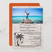Oranje Bahamas Passport bruiloft Kaart (Voorkant / Achterkant)