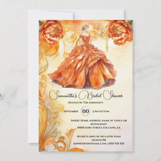 Oranje balgons pioenroos bloemen bruid te zijn kaart (Voorkant)