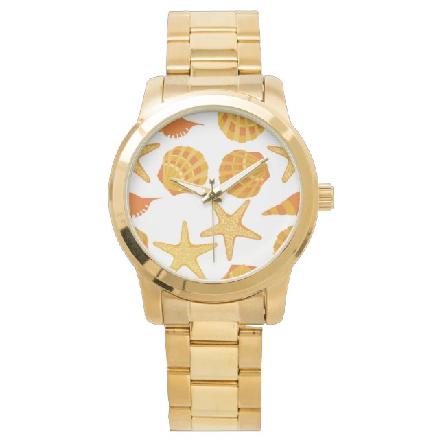 Oranje balkpatroon horloge (Voorkant)